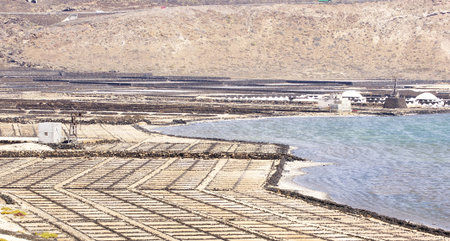Landscape Janubio salinas in Lanzarote, Canary Islandsの写真素材