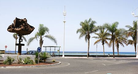 Windward sculpture on a roundabout in Arrecife in Lanzarote, Canary Islandsの写真素材