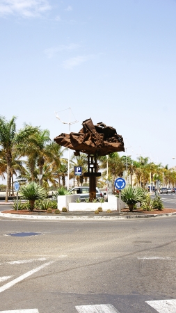 Windward sculpture on a roundabout in Arrecife in Lanzarote, Canary Islandsの写真素材
