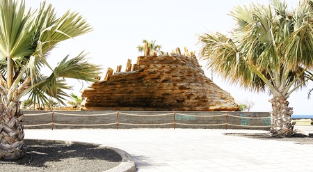 Archaeological remains of a Phoenician shipwreck in a park in Arrecife, Lanzarote, Canary Islandsの写真素材