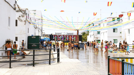 Parties in a neighborhood of Arrecife, Lanzarote, Canary Islandsのeditorial素材
