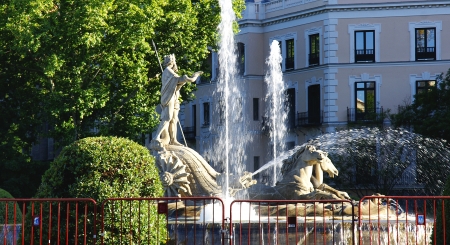 Fountain of Neptune in Madridの写真素材