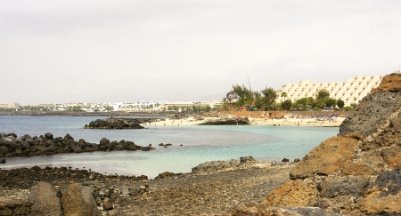 overview of the urbanization Costa Teguise, Lanzarote, Canary Islandsの写真素材