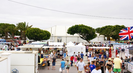 General sight of Teguise with marketplace , Lanzarote, Canary Islesのeditorial素材