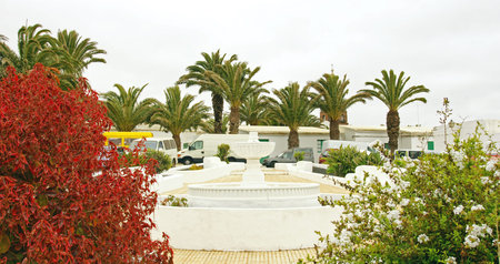 Plaza, garden, park in Teguise, Lanzarote, Canary Islesの写真素材