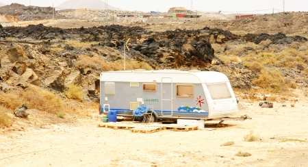 Roulotte in a field, Arrecife, Lanzarote, Canary Islandsのeditorial素材