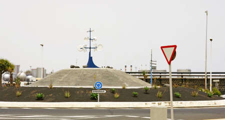 Roundabout with sculpture in Arrecife, Lanzarote, Canary Islandsの写真素材