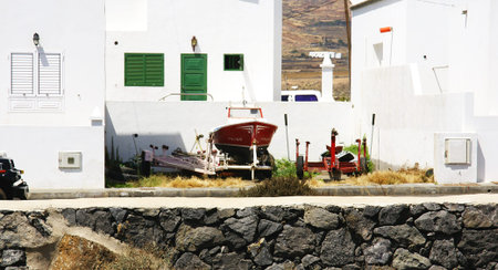 Back yard typical Canarian architecture, Lanzarote, Canary Islandsのeditorial素材