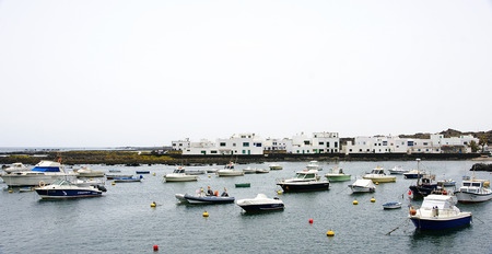 Fishing docked in the port of La Graciosa, Lanzarote, Canary Islandsのeditorial素材