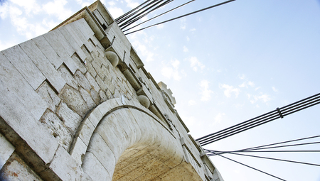 Detail of architecture of the Bridge on the River Ebro in Amposta, Tarragonaの写真素材