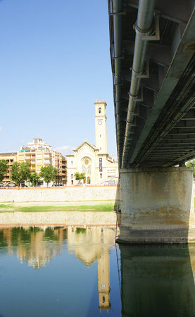 Bridge on the River Ebro in Tortosa, Tarragonaの写真素材