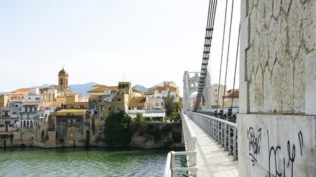 Amposta over the river Ebro, Tarragonaの写真素材
