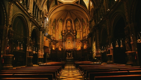 Interior of the Basilica of the Monastery of Montserrat, Barcelonaのeditorial素材