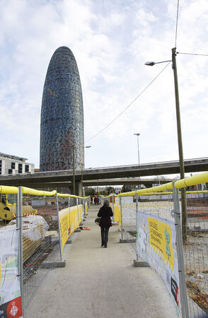 Reconstruction works in The Glories of Barcelona with Agbar towerのeditorial素材