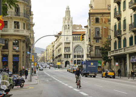 Layetana street in Barcelonaのeditorial素材
