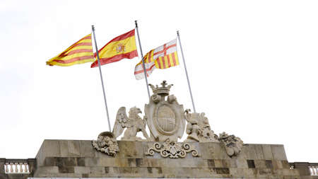 Flags in the roof of the of the town hall, Barcelonaのeditorial素材