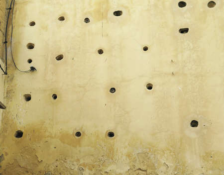 Wall with bird nests, Morocco, North Africaの写真素材