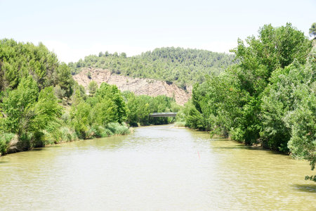Cardener River as it passes by Suria, Barcelona
