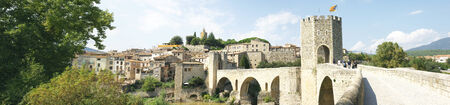 Castle and village of Besalu, Girona, Catalonia, Spainのeditorial素材