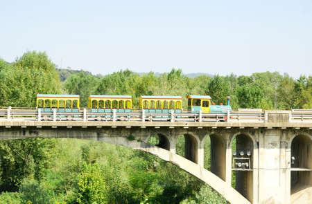 Train ride for tourists in Besalu, Girona, Catalonia, Spainの写真素材