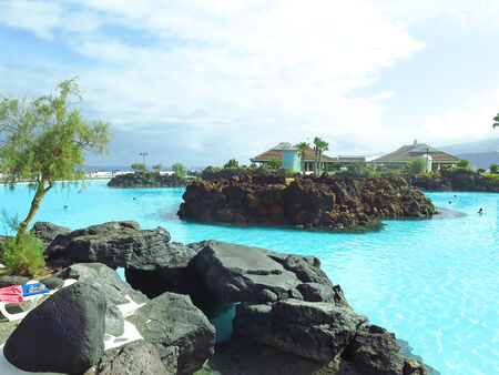 Complex of gardens and swimming pools in Puerto de la Cruz, Canary Islandsのeditorial素材