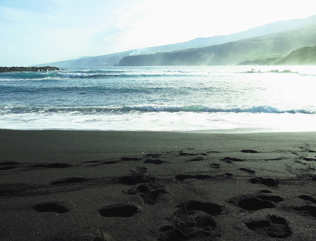 the sea of Puerto de la Cruz in Canary Islands, Spainの写真素材