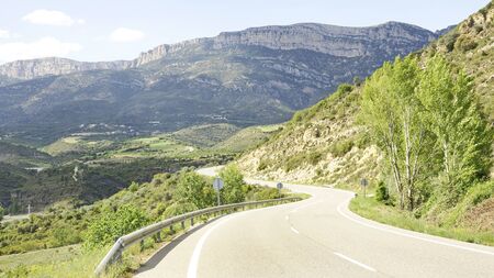 Roads and mountains in Lleida, Catalunya, Spainの写真素材