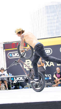 Barcelona Championship LKXA display extreme jumps bike and skateのeditorial素材