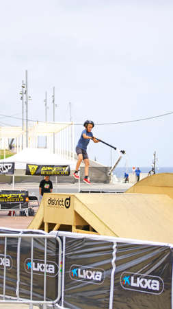Barcelona Championship LKXA display extreme jumps bike and skateのeditorial素材