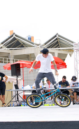 Barcelona Championship LKXA display extreme jumps bike and skateのeditorial素材