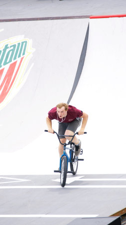 Barcelona Championship LKXA display extreme jumps bike and skateのeditorial素材