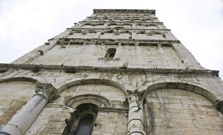 View of the tower of Cathedral of Lucca, Tuscany, Italyの写真素材