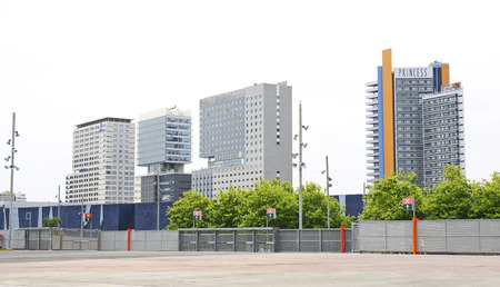 Modern buildings in Barcelona's Diagonal Marのeditorial素材