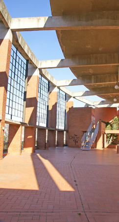 Interior of the semi circular building in the neighborhood of La Taxonera, Barcelona, Catalunya, Spainのeditorial素材