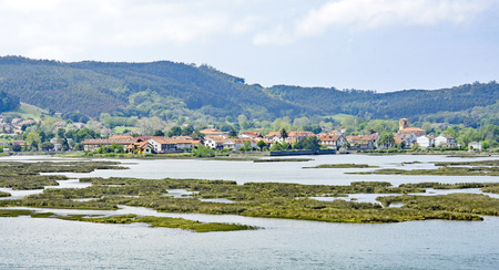 Landscape of marshes in Cantabria, Spainの写真素材