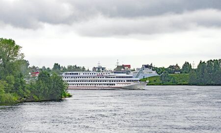 Navigation on a river in Russiaのeditorial素材