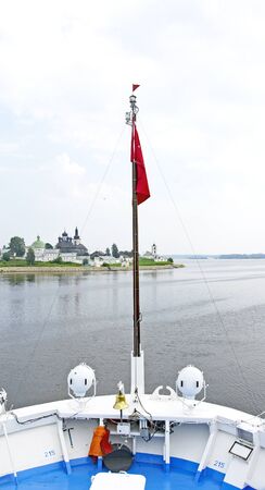 Bow of a boats on the Volga river, Russiaの写真素材