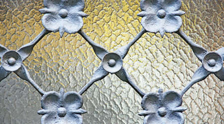 Window grille adorned with flowers of the Palau de la MÃºsica, Barcelona, Catalunya, Spain, Europeのeditorial素材