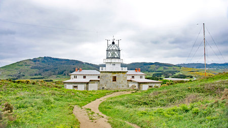 Estaca de Bares lighthouse, MaÃ±on municipality, A CoruÃ±a, Galicia, Spain, Europeのeditorial素材