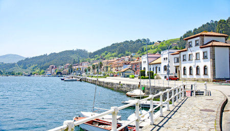 Panoramic view of San Esteban de Pravia, Principality of Asturias, Spain, Europe