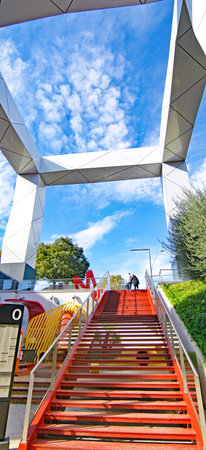 Ornamental structures in the surroundings of a shopping center in Barcelona, Catalunya, Spain,...