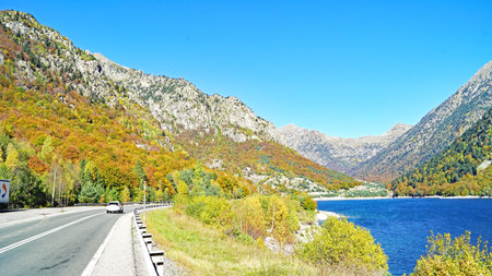 Baserca Reservoir in Lleida, Catalunya, Spain, Europeの写真素材
