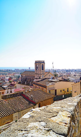 Panoramic view of Girona, Catalonia, Spain.の写真素材