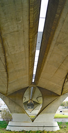 view of the underpass in the city, closeup of photoの写真素材