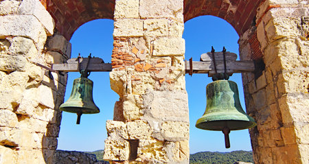 Old church bells in the old town of Kotor, Montenegroの写真素材