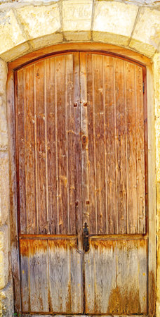 old wooden door in italy europe architecture and wood the historical gateの写真素材