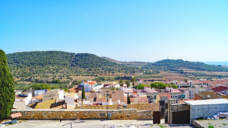 Panoramic view of the old town of Ronda, Spainの写真素材