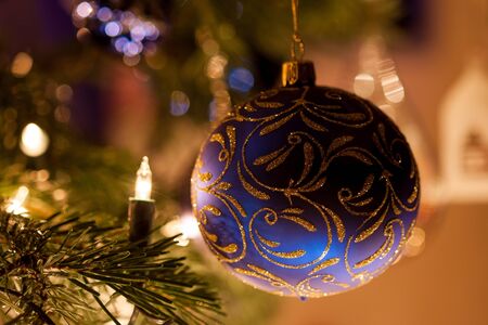 blue christmas ornamentの写真素材