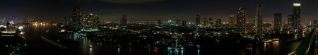 Panoramic shot of Bangkok at night
