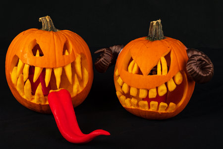Spooky jack-o'-lanterns for Halloweenの写真素材